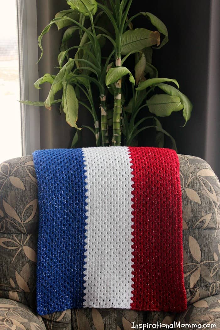 Show your patriotic pride with this beautiful American Crochet Shawl, a perfect project for developing crocheters.