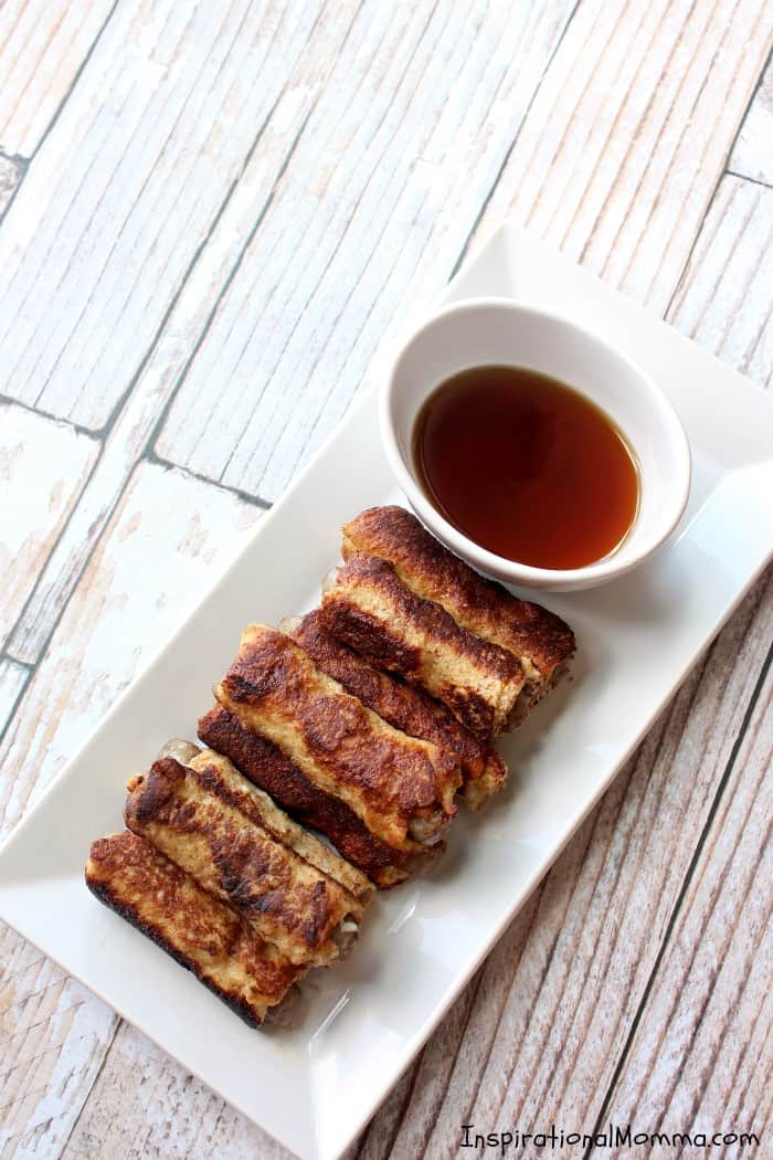 Quick, easy, and delicious, Sausage & French Toast Roll-Ups are crispy on the outside and bursting with flavor on the inside! A guaranteed crowd-pleaser!