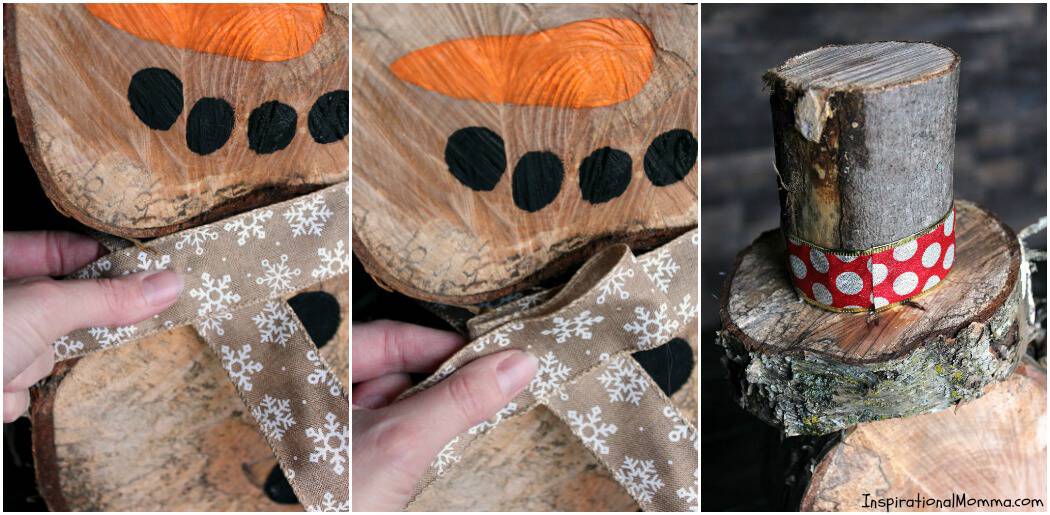 This DIY Log Snowman is so simple to make at a minimal cost. He is quite cute and is sure to create a festive winter wonderland!