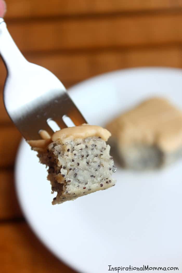 Homemade Poppy Seed Cake is moist with amazing flavor. An old family recipe that you will soon adopt! Topped with caramel frosting, it is sure to please!