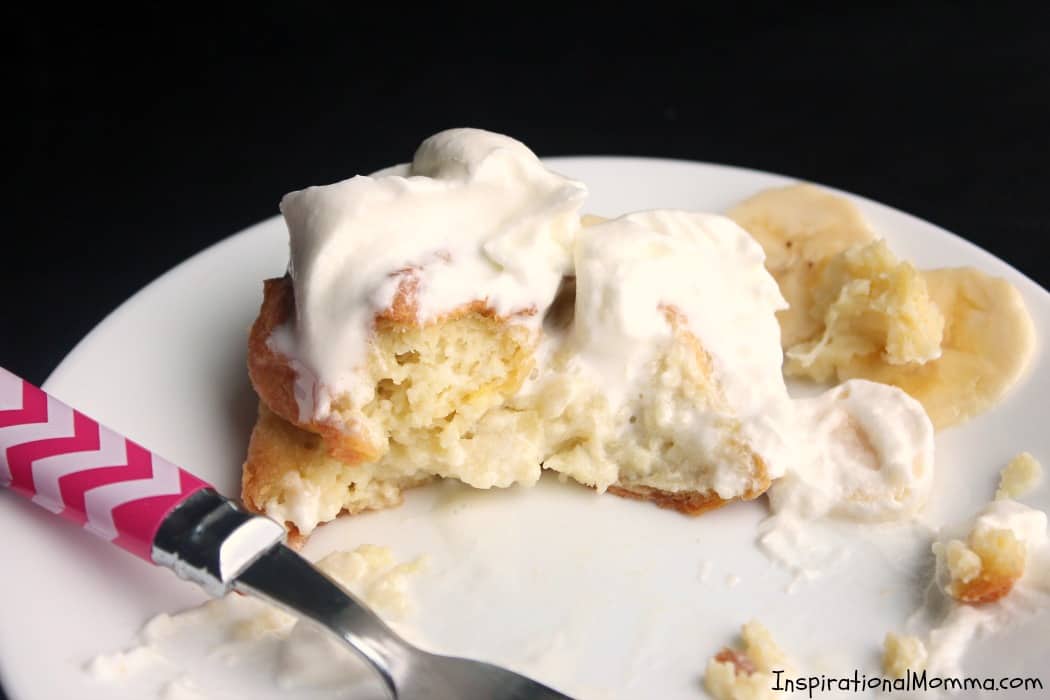Light and fluffy Homemade Cream Puffs are smothered with homemade whipped cream and topped with sliced bananas. Easy to make and even easier to enjoy!