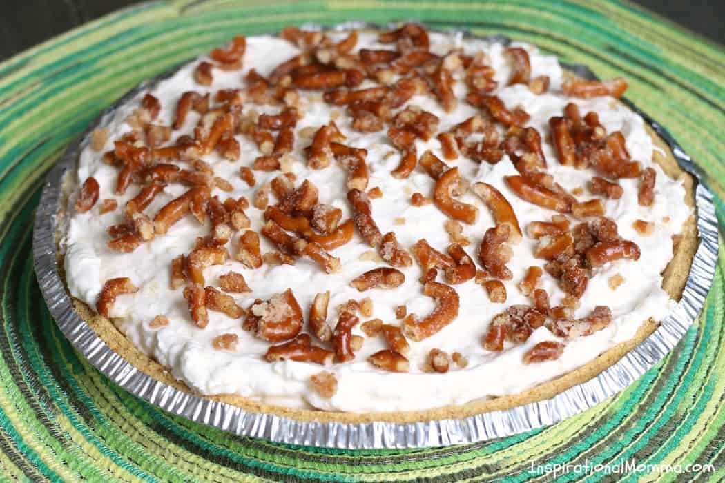 Creamy Pineapple Fluff Pie is a perfect combination of smooth and crunchy, sweet and salty. This simple pie comes together quickly and will become the talk of the party!