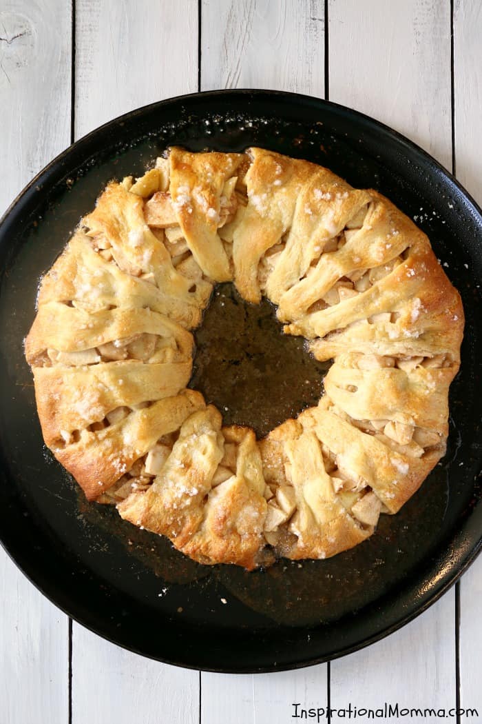 This Apple Pie Crescent Ring is packed with sweet flavors of a traditional apple pie and wrapped in a light, golden crust!