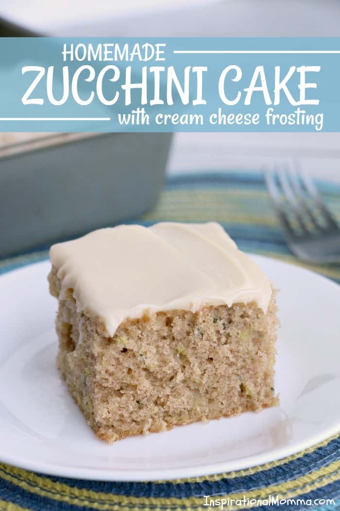 This soft, moist Homemade Zucchini Cake is covered with smooth, sensational Cream Cheese Frosting. A perfect dessert for any occasion!