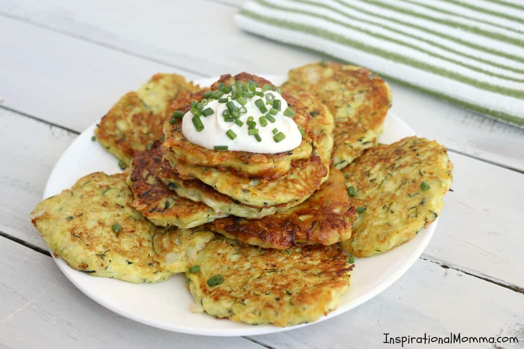 Low-Carb Zucchini Patties are a delicious side dish that you will make again and again...healthy, light, and filled with flavor. #inspirationalmomma #zucchini #patties #healthy #lowcarb #ketogenics #keto #sidedish