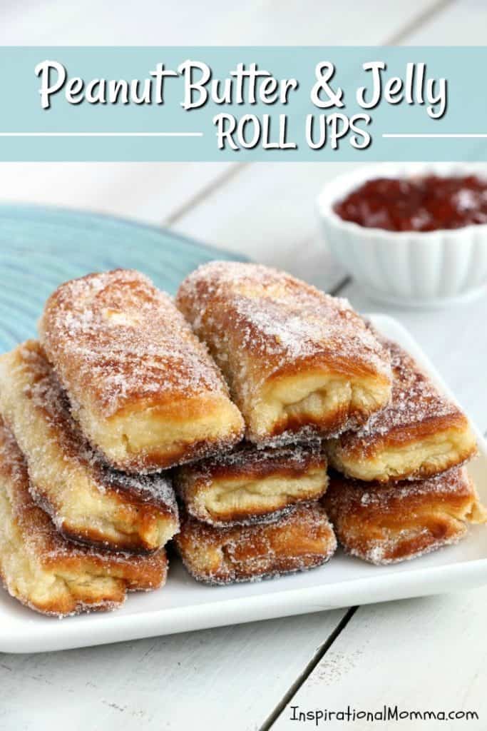 This Peanut Butter and Jelly Roll Up Recipe is a fun twist on a classic snack. A crispy, delicious roll filled with sweet, creamy peanut butter and jelly!