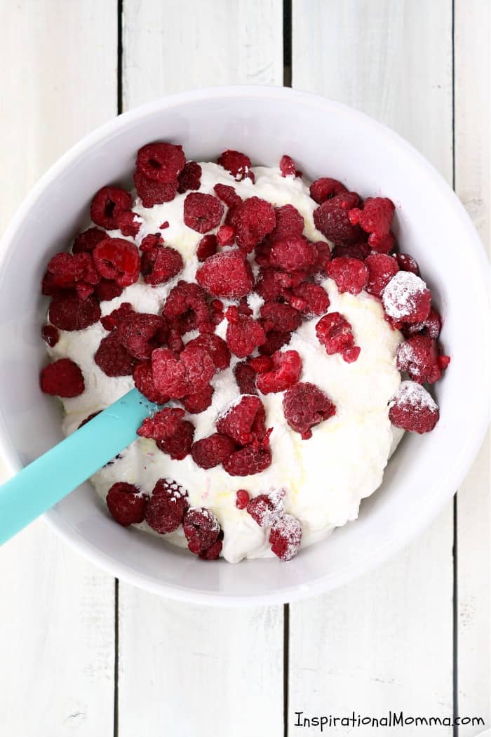 Sweet, creamy, and fluffy, this PUDDING YOGURT RASPBERRY DESSERT is filled with fresh, delicious flavors that everyone will love! #InspirationalMomma #YogurtPuddingRaspberryDessert #Dessert #Desserts #Yogurt #Pudding #Raspberry #Raspberries