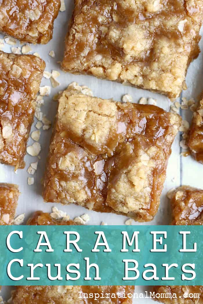 Caramel Crush Bars - This exquisite dessert will melt in your mouth and leave you begging for more! I bet you can't eat just one! #inspirationalmomma #caramelcrushbars #caramelbars #caramel #sweettreat #dessert #desserts #delicious
