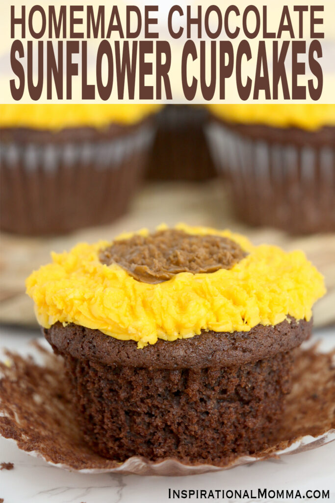 Closeup shot of chocolate sunflower cupcake