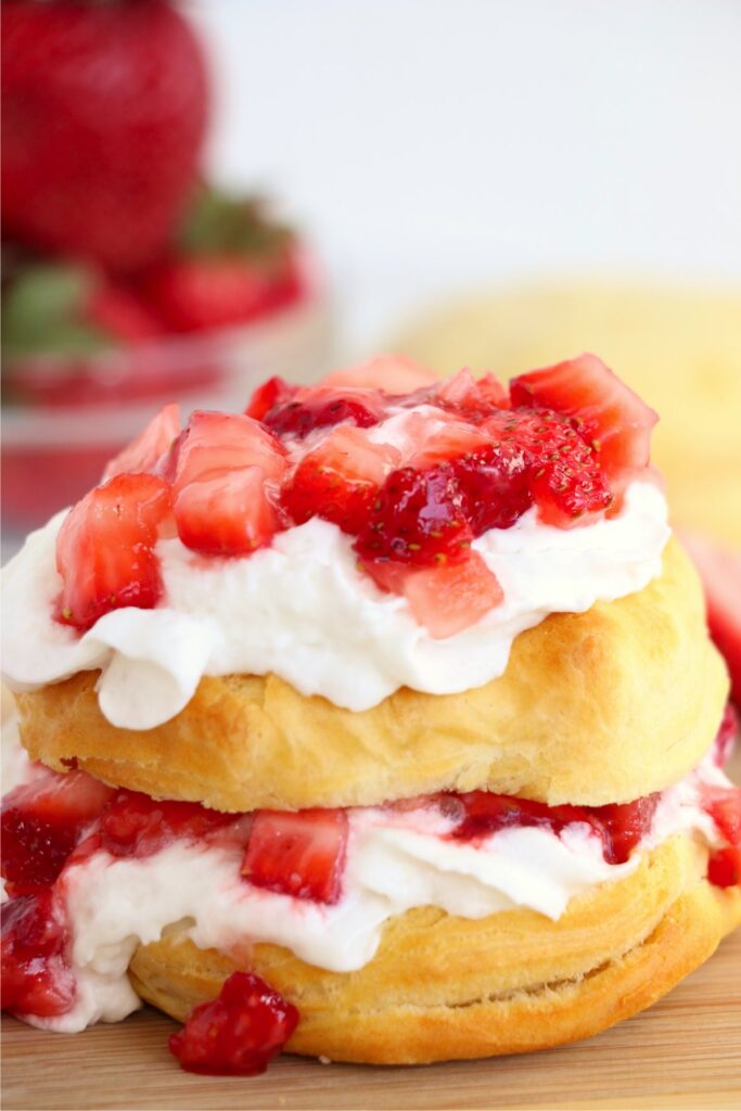 Closeup shot of air fryer strawberry shortcake